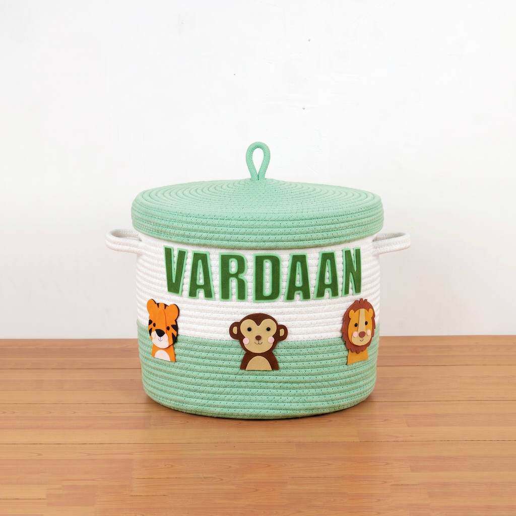 Safari Animal Lidded Basket
