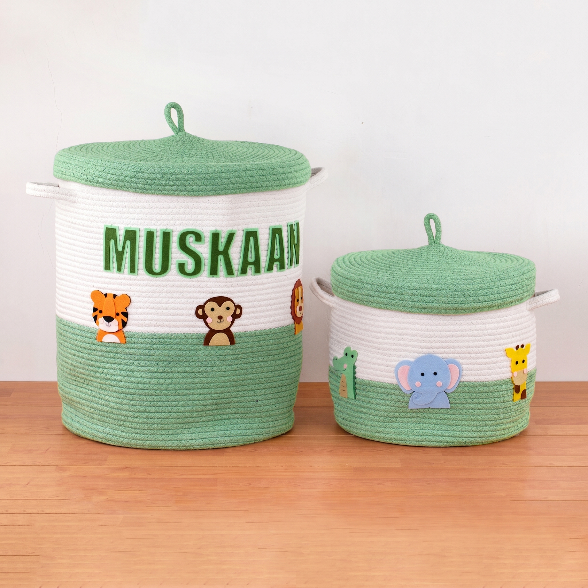 Safari Animal Lidded Basket
