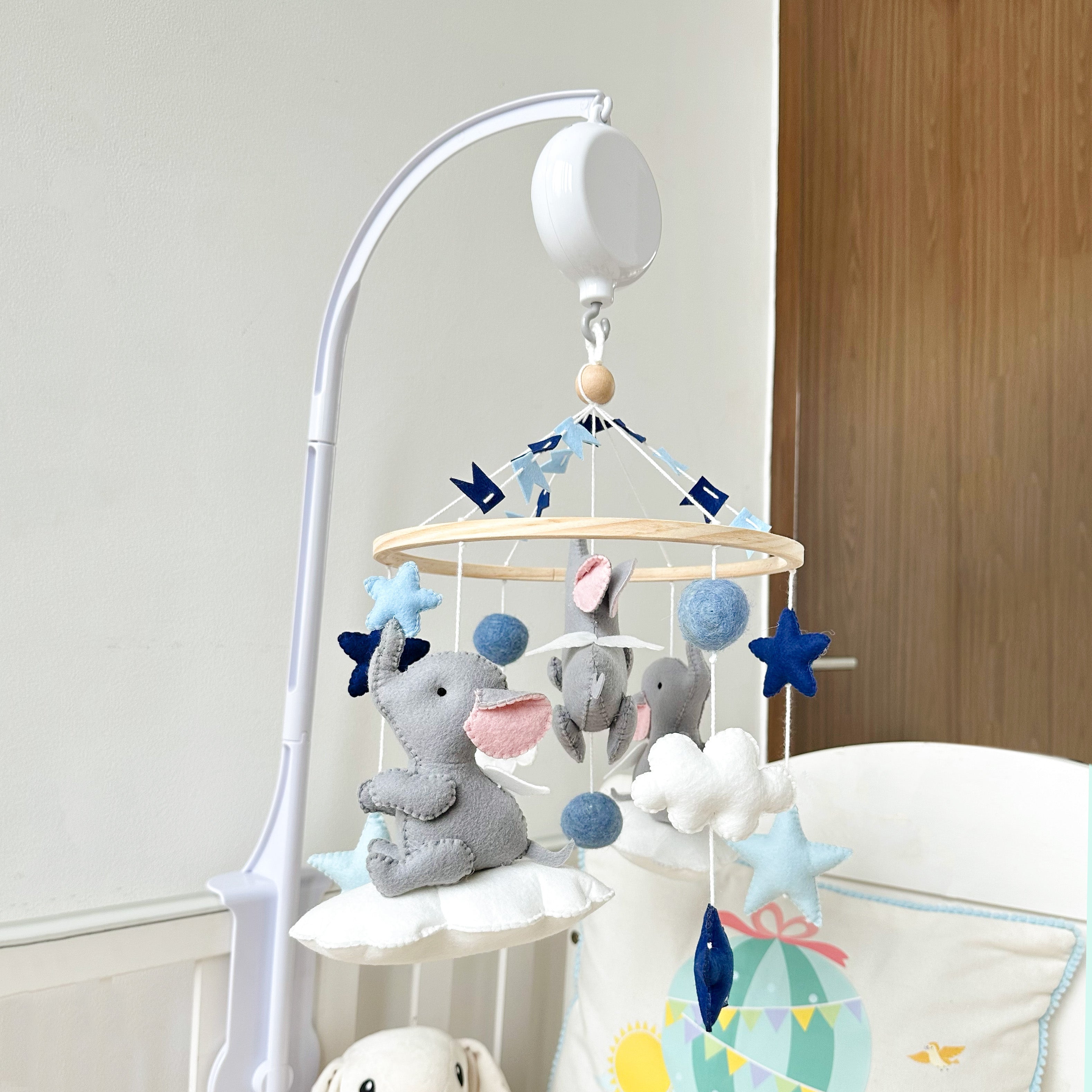 Elephant Blue Cot Mobile