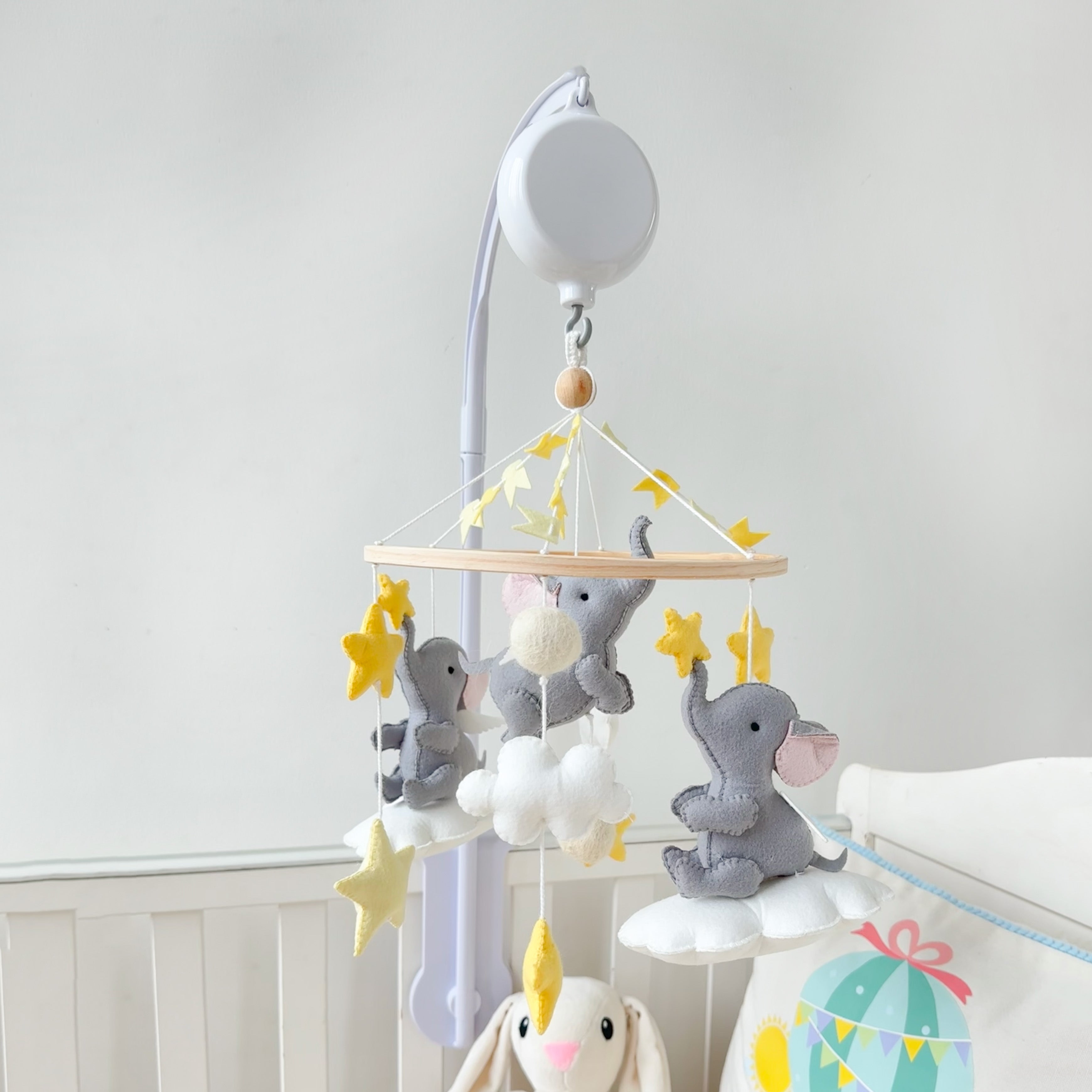 Elephant Yellow Cot Mobile
