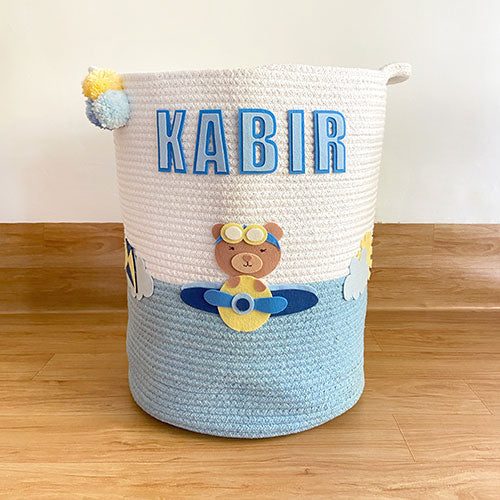 Teddy Airplanes Storage Basket