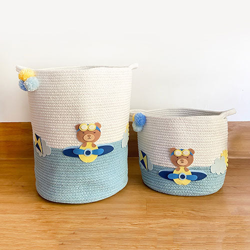 Teddy Airplanes Storage Basket