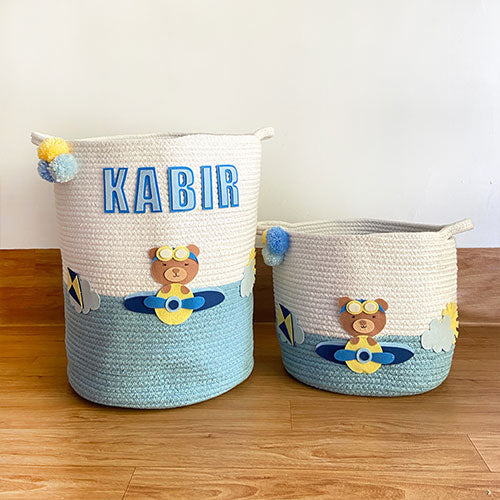 Teddy Airplanes Storage Basket