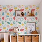 Flower White Nursery Wallpaper