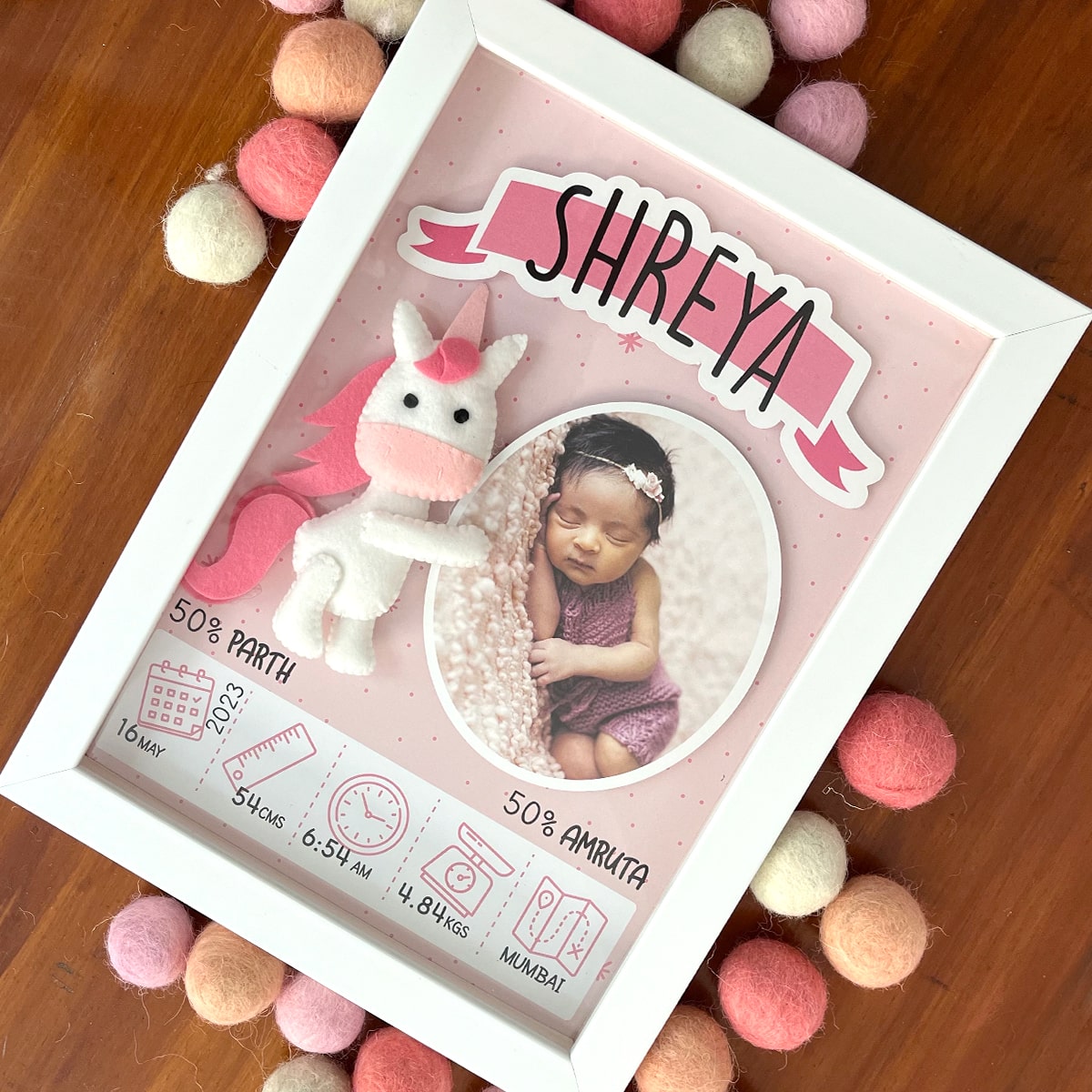Announcement Unicorn Birth Frame