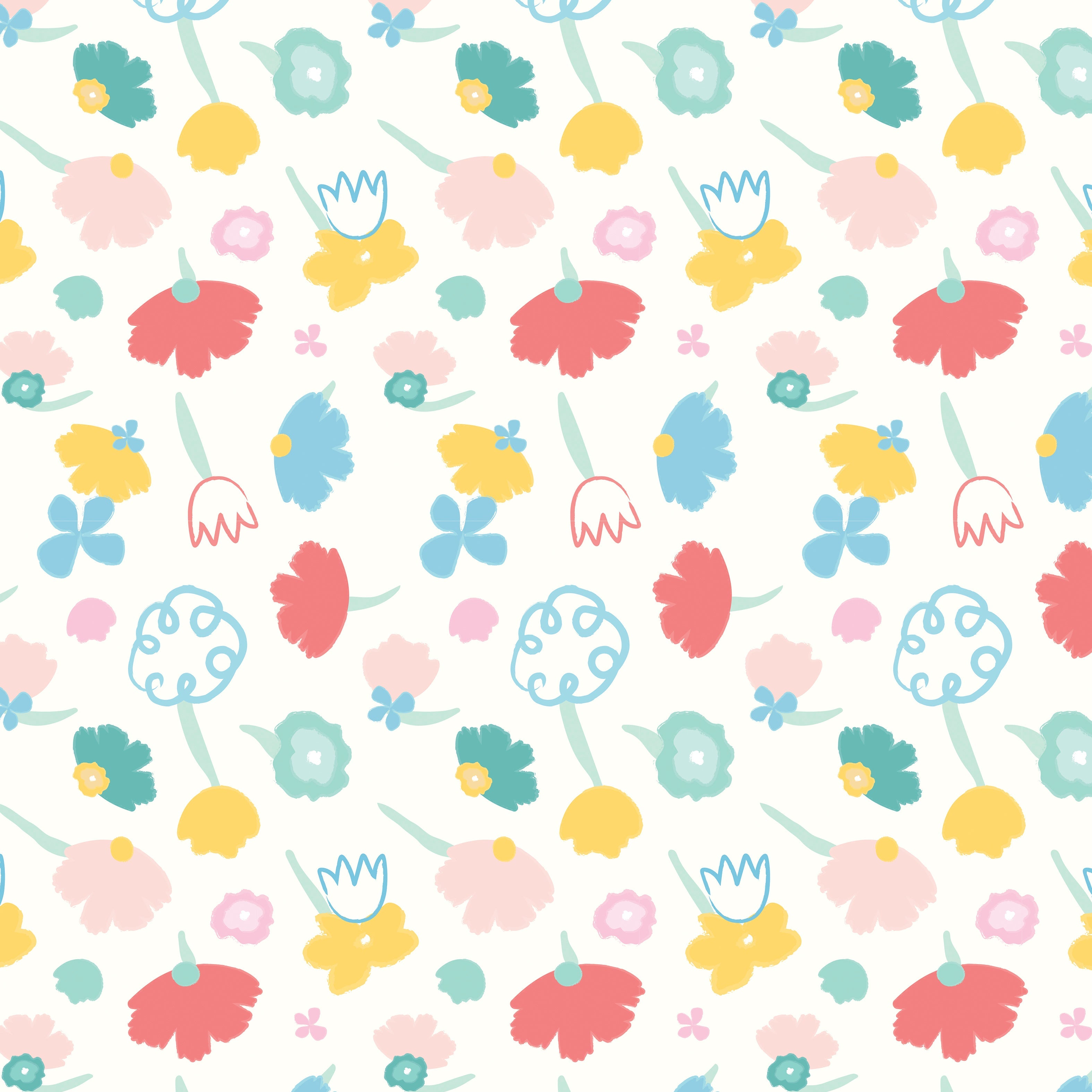 Flower White Nursery Wallpaper